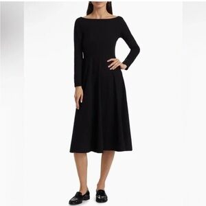 Classic Long-Sleeve Black Midi Dress